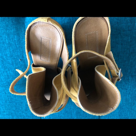 Top shop very lightly worn suede sandals orange/mustard size 40 - Picture 4 of 4